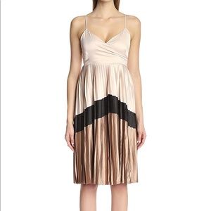 Washed Satin Pleated Midi Dress NWT